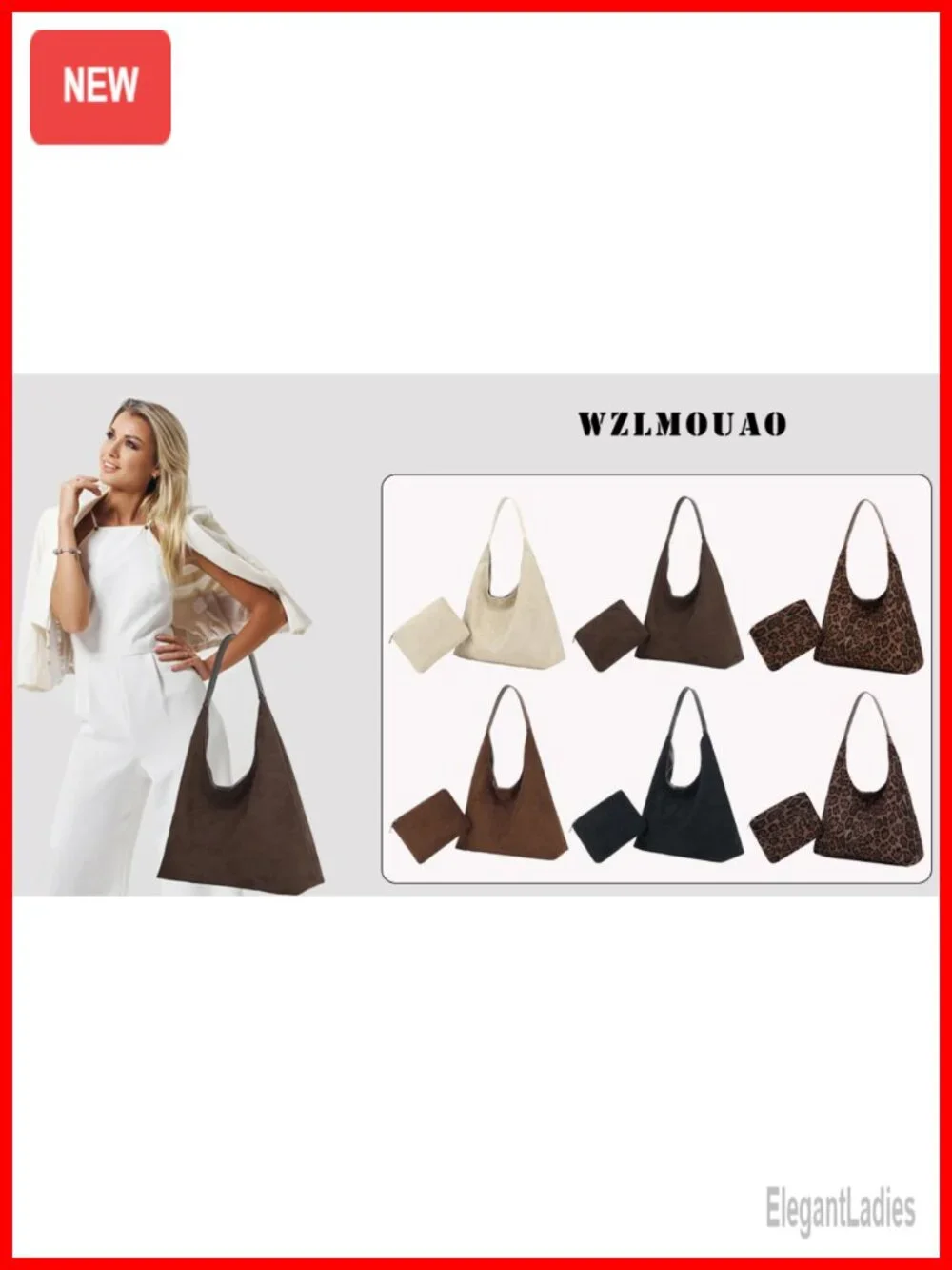Super Soft Slouchy Hobo Bag, Faux Suede Tote, Large Capacity Work Handbag